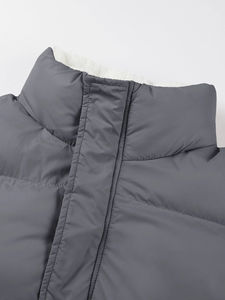 แจ็กเก็ตทรงบับเบิลน้ำหนักเบาสำหรับผู้ชายมีเชือกผูกสีทึบตามสั่งวัสดุ - Product Image 3