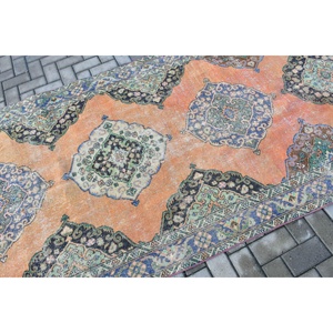 Tapis vintage 4,6 x 12,9 pieds, tapis, tapis patchwork orange en laine - Product Image 5