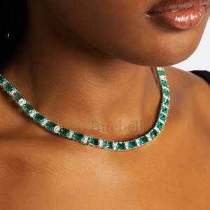 Women's 6mm Bling Tennis Choker <b>Necklace</b> White <b>Gold</b> Plated Radiant Diamond Jewelry Set Hip Hop Style Iced Moissanite Jewelry - Product Image 2