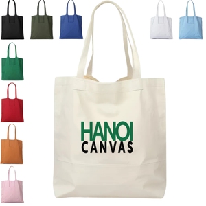 Venta al por mayor de bolsas de lona de algodón 100% impresas personalizadas compatibles con BSCI de Vietnam con cierre de hombro para promociones - Product Image 2