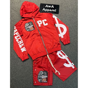 Ensemble sweat à capuche et short d'entraînement pour hommes en vente en gros d'ensembles sweat à capuche et short vintage délavés au soleil - Product Image 4