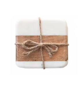 Posavasos de piedra de mármol y madera natural para Decoración de mesa elegante, posavasos artesanales para decoración de restaurantes y hoteles - Product Image 5