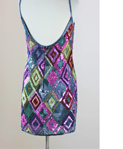 Vestido de fiesta de gasa transpirable antiestático con cuello de corazón, abalorios, multilentejuelas, corto, línea A, recto, hasta la rodilla, deslizamiento - Product Image 4