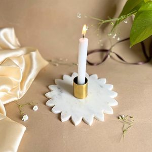Bougeoir simple pour décor à la maison nouveau style fantaisie métal en laiton plaqué or base en marbre bougeoir pour mariages - Product Image 2