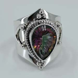 Bague artisanale en argent sterling 925 Mystic, style bohème, pierre de naissance de janvier, coupe poire, cadeau idéal pour son anniversaire ou son anniversaire de mariage - Product Image 6