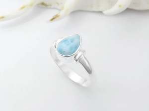 Bague Larimar classique en argent Sterling 925 faite à la main pour les femmes serti de pierres précieuses naturelles pour les mariages anniversaires - Product Image 6