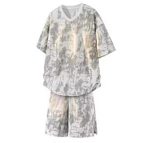 Hot Selling New Men's Thick Cotton Summer Loose Shirt Crew Neck <b>Pickled</b> Half Sleeve for Men's - Product Image 3