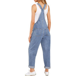 High Quality Denim <b>Dungarees</b> Dress for Women Sleeveless Streetwear with Button Front Custom Size Winter - Product Image 2