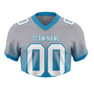 Camiseta de deporte de fútbol americano personalizada camiseta de fútbol de malla cosida impresión Digital camiseta de fútbol americano gris y azul - Product Image 4