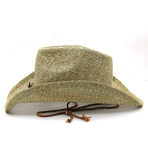 Sombrero de vaquero hecho a mano para hombre, sombrero de protección solar de playa de verano con banda de cuero decorativa - Product Image 3