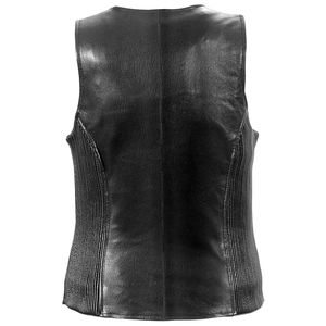 Gilet en cuir décontracté pour femmes, sans manches, couleur unie, avec poches, imperméable, respirant, coupe-vent, tricoté, écologique, fermeture éclair - Product Image 3