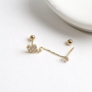 Orecchini da donna alla moda in oro 14k Fine orecchini per festa a catena cerchio fiori zirconi Piercing cubico regali all'ingrosso K-gioielli - Product Image 4