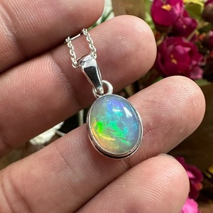 Classical Pendant Jewelry for Women Silver Boho Style Jewelry 925 Sterling Silver Opal Gemstone Handmade Pendant Gift for <b>Wife</b> - Product Image 3