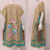 Camisón Juvenil Cómodo para el Día a Día, Largo hasta la Rodilla, de Rayón, Diseño Elegante, Estampado Floral Suave, Cintura Elástica, 2 Bolsillos