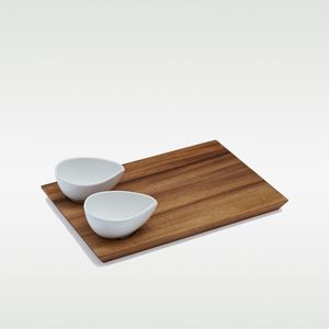 Bandeja de astillas y inmersión de madera con cuenco de acero inoxidable, plato ovalado moderno para aperitivos y salsas, cuenco de cerámica, bandeja redonda para servir, salsas - Product Image 4