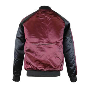 Elegante chaqueta de bombardero de satén rojo y negro de dos tonos para hombre, cierre de cremallera, ropa de abrigo informal diaria - Product Image 2