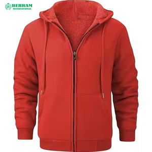 Sudadera con Capucha y Cremallera Unisex de Forro Polar Grueso, Color Verde Seguridad, Lisa, 100% Algodón Transpirable - Product Image 4