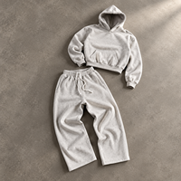 Ensemble de survêtement homme lourd et ample, comprenant un pantalon de jogging à jambes larges et un sweat à capuche zippé surdimensionné, personnalisable, pour fabricants