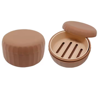 Boîte à Savon de Voyage Portable en Silicone Avec Égouttoir, Récipient de Rangement au Design Moderne, Étui Rond pour la Décoration de Salle de Bain