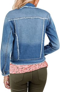 2022 haute qualité surdimensionné en détresse déchiré décontracté Denim veste pour femmes toile tissu OEM Service prix de gros - Product Image 6