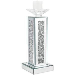 Bougeoir pilier en métal perlé en cristal plaqué argent idéal élégant pour la décoration de table de mariage et de maison - Product Image 3