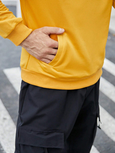 Sweat à capuche uni avec bouton pression et poche inclinée pour hommes, sweats à capuche imprimés personnalisés de haute qualité pour hommes, sweats à capuche unisexes, vente en gros - Product Image 6