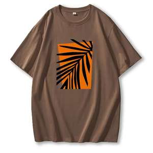 Camisetas de Algodón con Estampado Gráfico de Tallas Grandes para Mujer y Hombre, Impresión Digital Personalizada, Decoración con Botones, Cuello en V, Manga Corta, al por Mayor - Product Image 2