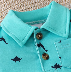 Ensemble de barboteuse décontractée à manches courtes pour bébé, col rabattu et body à col rond, vêtements d'été pour tout-petits et bébés garçons - Product Image 3