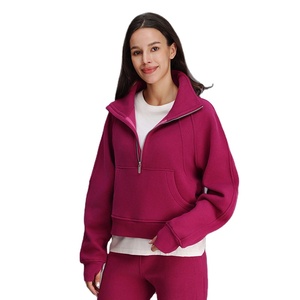 Sweat-shirt à col montant en molleton doux uni de qualité supérieure Ville Sports, logo personnalisé, vêtement d'extérieur, veste pour femmes - Product Image 1