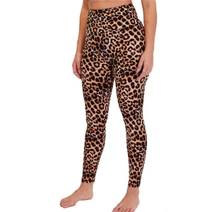 High Waist Yoga Legging Women's Animal Print Breathable Quick-Dry Silk Screen Printed High Quality Polyester Spandex OEM Service - Product Image 1