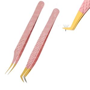 Pinzas de extensión de pestañas con logotipo personalizado Diamond Grip, Punta desempolvada de acero inoxidable de primera calidad, volumen, 1 pieza, bolsa de cuero - Product Image 4