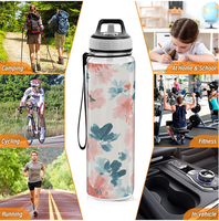 Bouteille d'eau portable en Tritan avec impression UV personnalisée, sans BPA, anti-fuite, avec paille, pour le sport haut de gamme