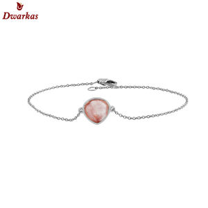 Classique Luxe Fine Jewelry Solide 925 Sterling Charm Bracelets avec Cerise Verre Coeur Forme Gems Valentine Cadeau Bijoux - Product Image 1