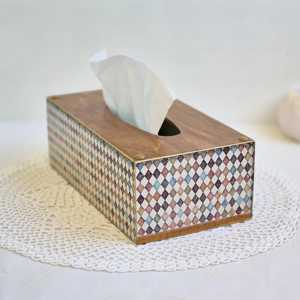 Porte-serviettes et boîte à mouchoirs en bois émaillé faits main avec logo personnalisé, design vierge pour sublimation, écologique et polyvalent - Product Image 3