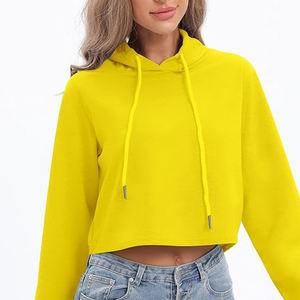 เสื้อฮู้ดครอปทรงหลวมสำหรับผู้หญิง ไซส์ผู้ใหญ่ ดีไซน์เรียบง่าย พร้อมโลโก้พิมพ์ด้านหน้า ระบายอากาศได้ดี เหมาะสำหรับฤดูใบไม้ร่วง/ฤดูหนาว - Product Image 4