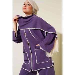 Écharpe à double poche, ensemble de 2 pièces, violet - Product Image 1