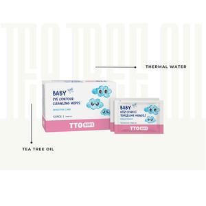 Toallitas Limpiadoras Suaves para el Contorno de Ojos de Bebé TTO, 12 Unidades, Orgánicas, con Aceite de Manzanilla, Vitamina E, Pantenol y Aceite de Árbol de Té, Hidratantes - Product Image 1