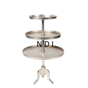 Soporte de servidor de pastel de forma redondeada, centros de mesa de cena, soporte de pastel de aluminio, soporte de plato de pastel de taza de 3 niveles - Product Image 1