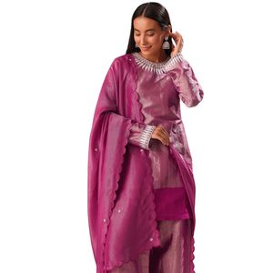 Ensemble Kurta Palazzo rose brodé à la main vente en gros de vêtements ethniques pour femmes fournisseur de vêtements d'usine personnalisé fête mariage - Product Image 1