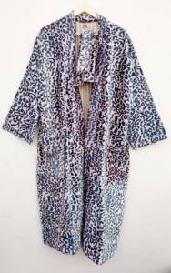 ชุดกิโมโนกำมะหยี่สำหรับผู้หญิง คอวี ปิดด้วยเชือกผูก แขนยาวเต็มตัว ลายพิมพ์ ดีไซน์หรูหรา สไตล์สง่างาม สำหรับฤดูหนาว/ฤดูใบไม้ร่วง - Product Image 4