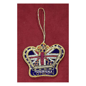 Décoration Zari Broderie Avec Travail Perlé Ornement Suspendu De Noël Pour Couronne Forme Fabrication Indienne Ornement Décoratif - Product Image 1