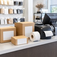 Rouleaux d'étiquettes en papier personnalisées, découpées à la forme, pour usage commercial, étiquettes de supermarché, autocollants adhésifs pour la vente au détail