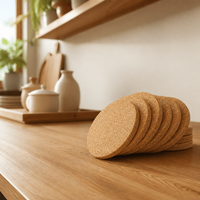 Ensemble de sous-verres ronds en liège naturel, sous-verres vierges personnalisables avec logo pour table, cadeau, vente en gros, pour enfants, direct OEM ODM