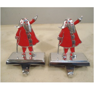 Set Of 2 Pcs Snow Man Red Painted Metal <b>Stocking</b> <b>Holder</b> For Christmas Table Top Decorative - Product Image 5