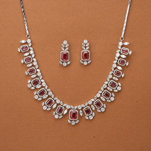 สร้อยคอเพชรสังเคราะห์สังเคราะห์พร้อมชุบโรเดียม - Product Image 6