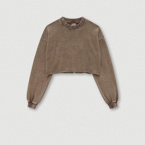 Sweat-shirt à col rond surdimensionné Ville Sports pour femmes, effet délavé vintage, tissu en molleton français, sweat-shirts à capuche grande taille - Product Image 2