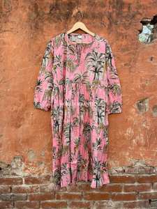 Vestido largo estampado jungla de algodón estilo bohemio hecho a mano vestido largo - Product Image 6