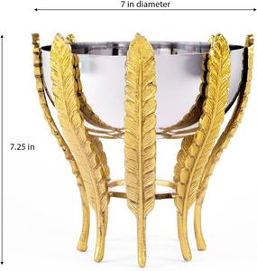 Bol décoratif en argent artisanal avec détails dorés Vaisselle élégante pour les intérieurs modernes et les fêtes Affichage sur table - Product Image 3