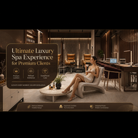 Mobili di Lusso per Nail Bar con Tavolo da Manicure in Noce Scuro, Sedia Boucle e Divisorio a Doghe per Salone di Bellezza di Alta Gamma