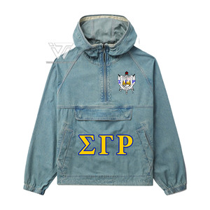 Personalizado griego Sigma Gamma Rho Sorority ropa bordada Anorak rompevientos Jeans chaqueta de mezclilla parafernalia griega - Product Image 1
